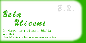 bela ulicsni business card